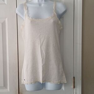 Converse one star oatmeal color ribbed tank top lace trim Sz XL NWOT